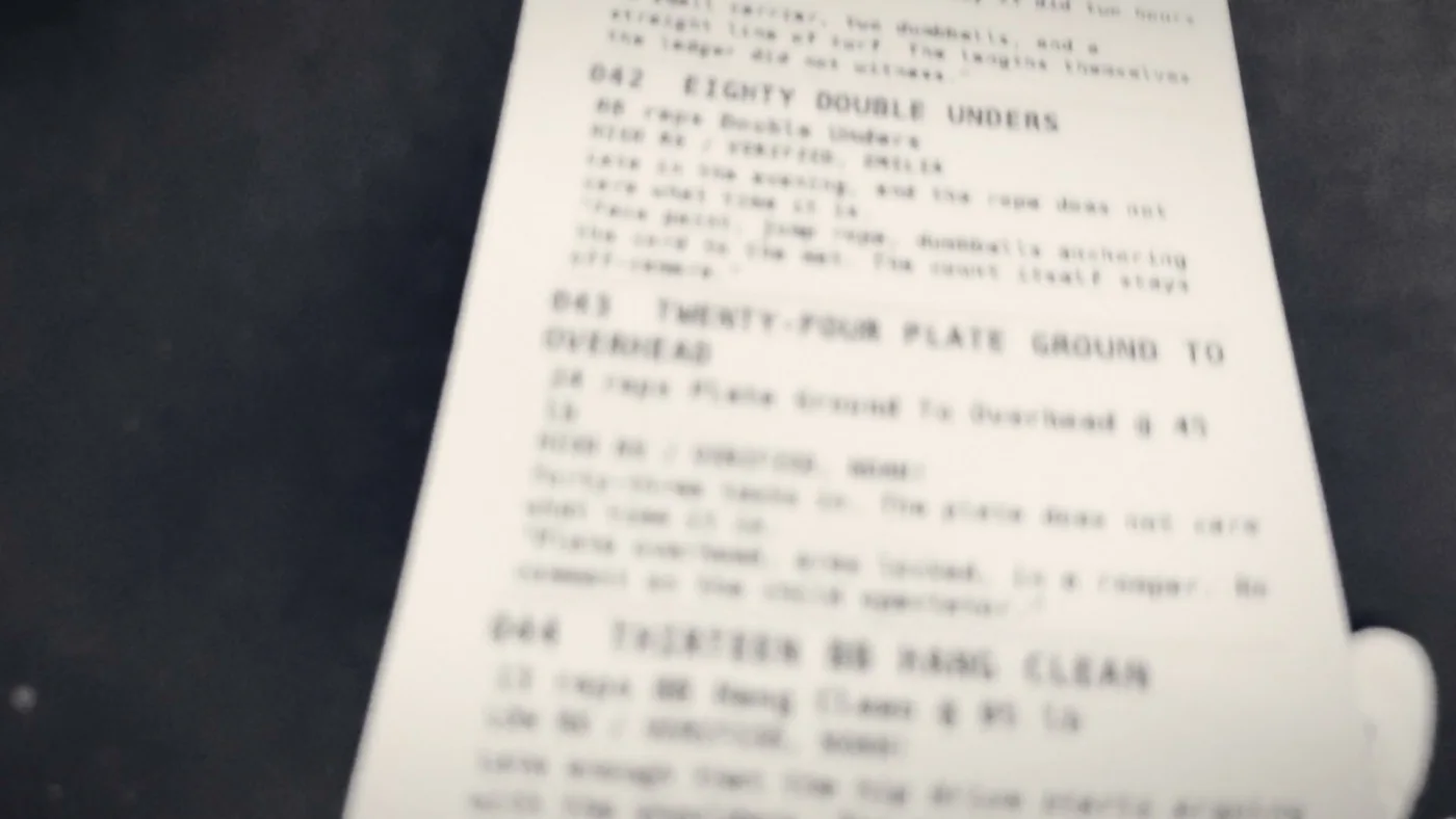 The master receipt — every task of the night on one continuous strip